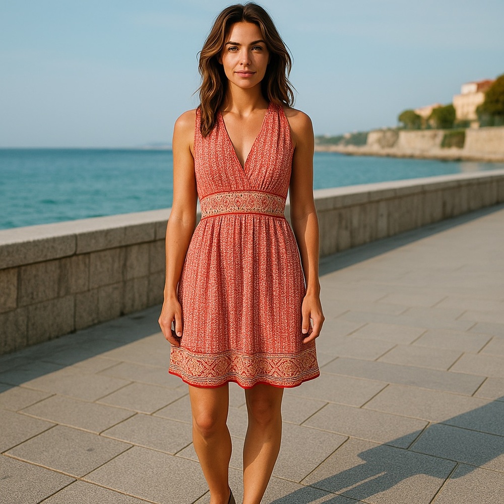 🧡Max Studio Orange patterned summer Dress🧡